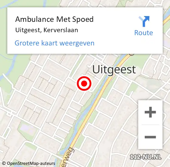 Locatie op kaart van de 112 melding: Ambulance Met Spoed Naar Uitgeest, Kerverslaan op 28 oktober 2022 10:23