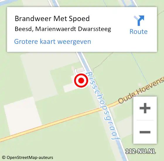 Locatie op kaart van de 112 melding: Brandweer Met Spoed Naar Beesd, Marienwaerdt Dwarssteeg op 28 oktober 2022 10:25