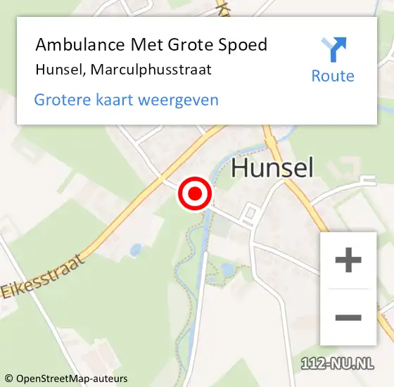 Locatie op kaart van de 112 melding: Ambulance Met Grote Spoed Naar Hunsel, Marculphusstraat op 28 oktober 2022 10:43