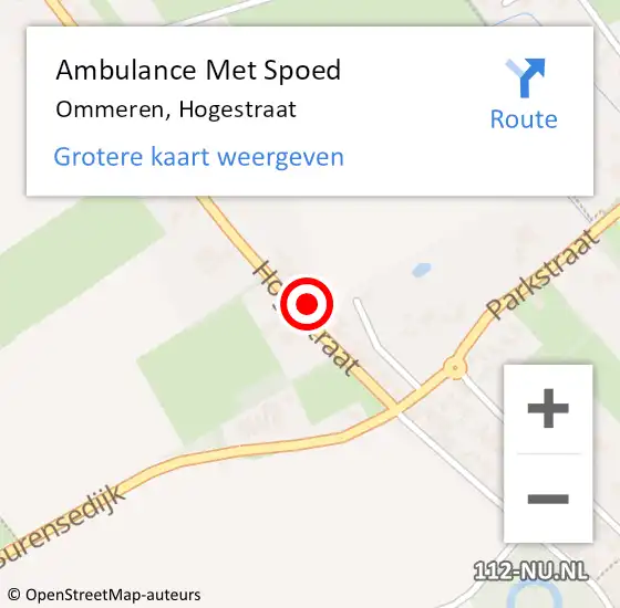 Locatie op kaart van de 112 melding: Ambulance Met Spoed Naar Ommeren, Hogestraat op 28 oktober 2022 11:15