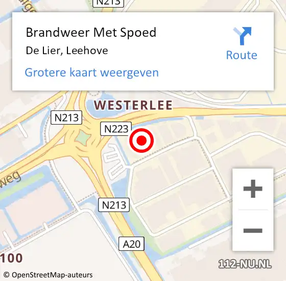 Locatie op kaart van de 112 melding: Brandweer Met Spoed Naar De Lier, Leehove op 28 oktober 2022 11:17