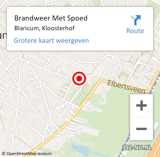 Locatie op kaart van de 112 melding: Brandweer Met Spoed Naar Blaricum, Kloosterhof op 28 oktober 2022 11:30