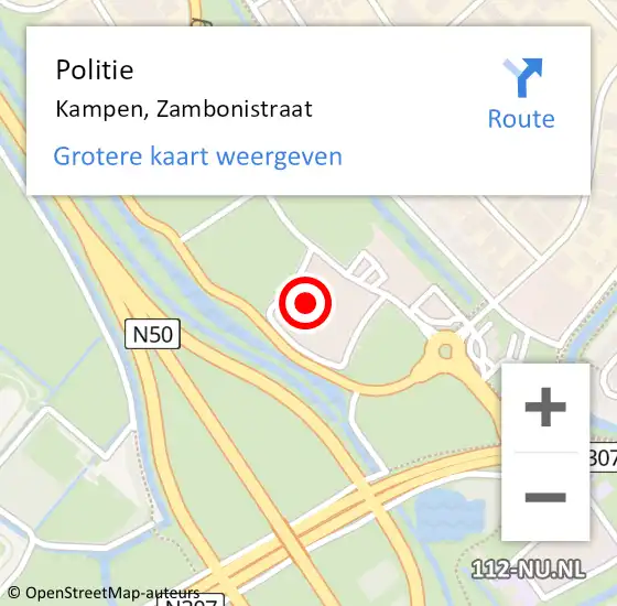 Locatie op kaart van de 112 melding: Politie Kampen, Zambonistraat op 28 oktober 2022 11:58