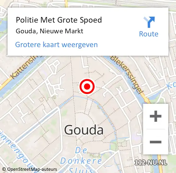 Locatie op kaart van de 112 melding: Politie Met Grote Spoed Naar Gouda, Nieuwe Markt op 28 oktober 2022 12:05