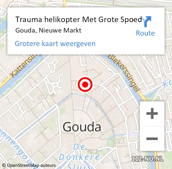 Locatie op kaart van de 112 melding: Trauma helikopter Met Grote Spoed Naar Gouda, Nieuwe Markt op 28 oktober 2022 12:10