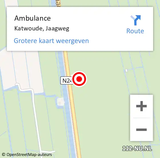 Locatie op kaart van de 112 melding: Ambulance Katwoude, Jaagweg op 28 oktober 2022 12:34