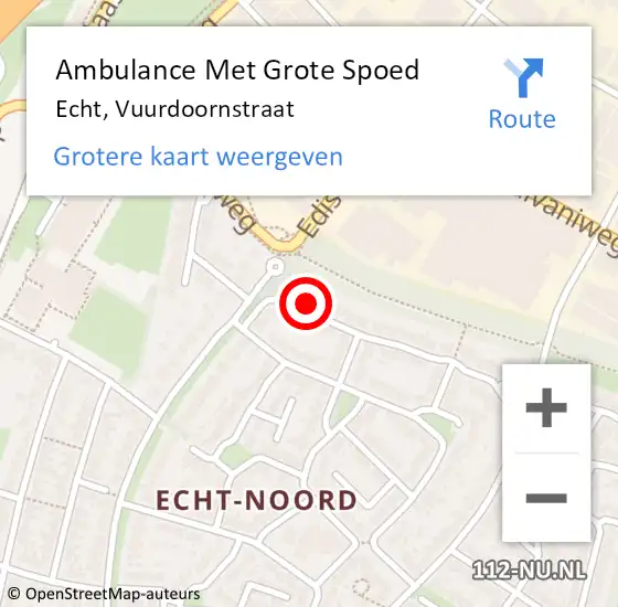 Locatie op kaart van de 112 melding: Ambulance Met Grote Spoed Naar Echt, Vuurdoornstraat op 3 augustus 2014 02:33