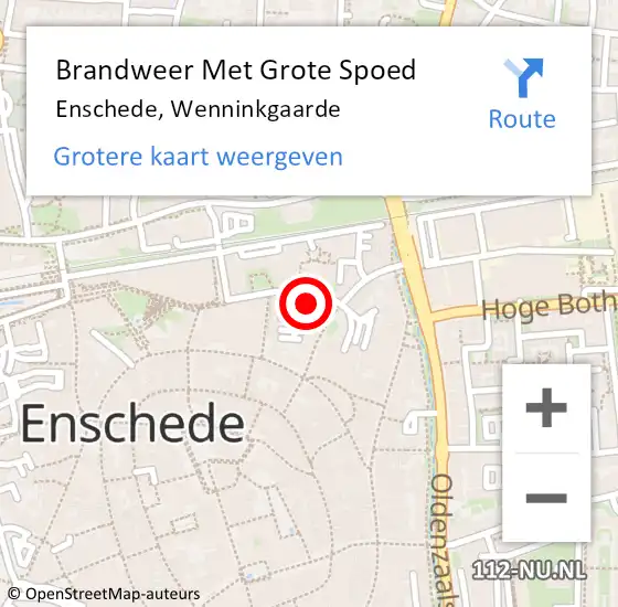 Locatie op kaart van de 112 melding: Brandweer Met Grote Spoed Naar Enschede, Wenninkgaarde op 28 oktober 2022 12:41