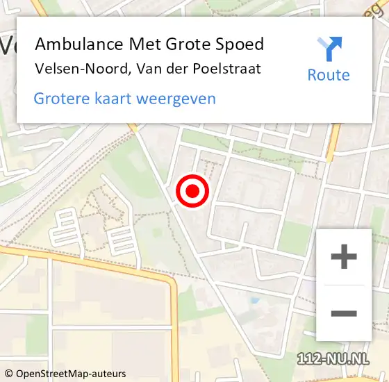 Locatie op kaart van de 112 melding: Ambulance Met Grote Spoed Naar Velsen-Noord, Van der Poelstraat op 28 oktober 2022 12:42