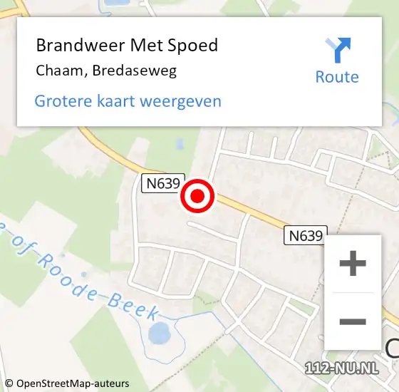 Locatie op kaart van de 112 melding: Brandweer Met Spoed Naar Chaam, Bredaseweg op 28 oktober 2022 12:44