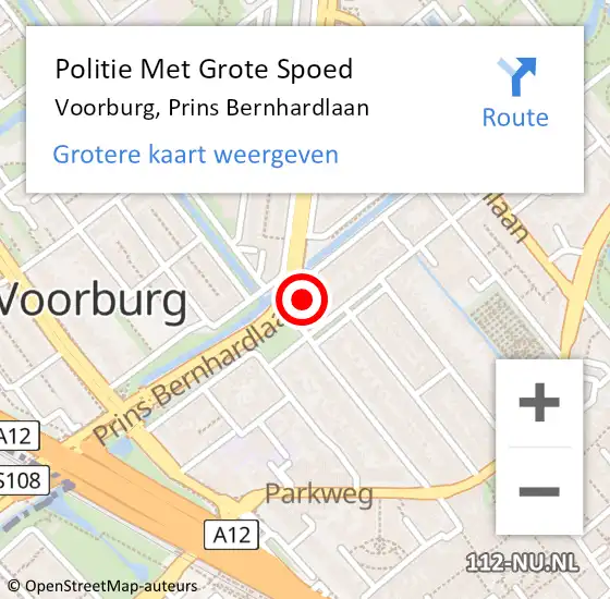 Locatie op kaart van de 112 melding: Politie Met Grote Spoed Naar Voorburg, Prins Bernhardlaan op 28 oktober 2022 12:44