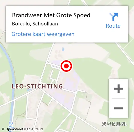 Locatie op kaart van de 112 melding: Brandweer Met Grote Spoed Naar Borculo, Schoollaan op 28 oktober 2022 12:48