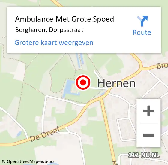 Locatie op kaart van de 112 melding: Ambulance Met Grote Spoed Naar Bergharen, Dorpsstraat op 28 oktober 2022 13:08
