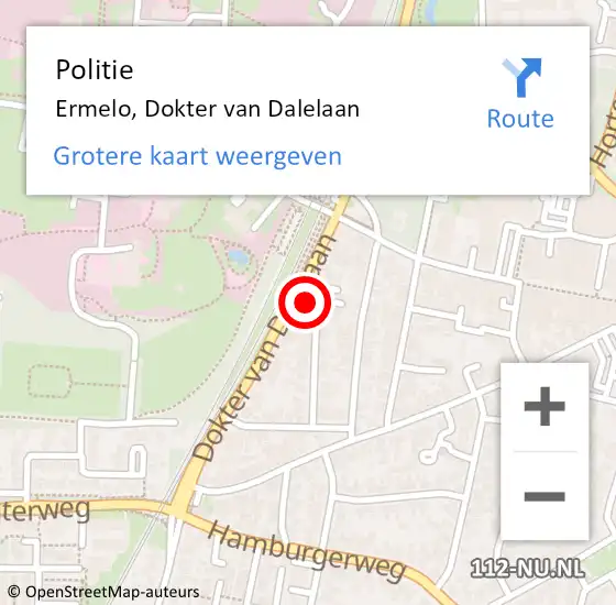 Locatie op kaart van de 112 melding: Politie Ermelo, Dokter van Dalelaan op 28 oktober 2022 13:20