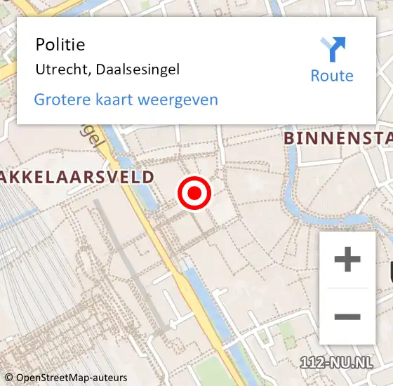 Locatie op kaart van de 112 melding: Politie Utrecht, Daalsesingel op 28 oktober 2022 13:25