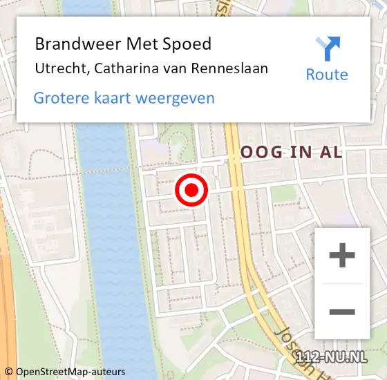 Locatie op kaart van de 112 melding: Brandweer Met Spoed Naar Utrecht, Catharina van Renneslaan op 28 oktober 2022 13:44