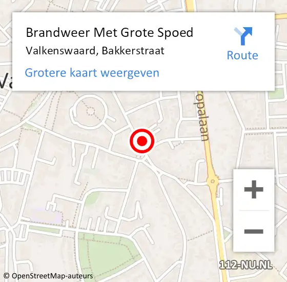 Locatie op kaart van de 112 melding: Brandweer Met Grote Spoed Naar Valkenswaard, Bakkerstraat op 28 oktober 2022 13:48