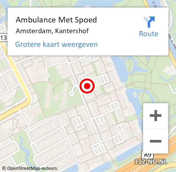 Locatie op kaart van de 112 melding: Ambulance Met Spoed Naar Amsterdam-Zuidoost, Kantershof op 28 oktober 2022 14:10