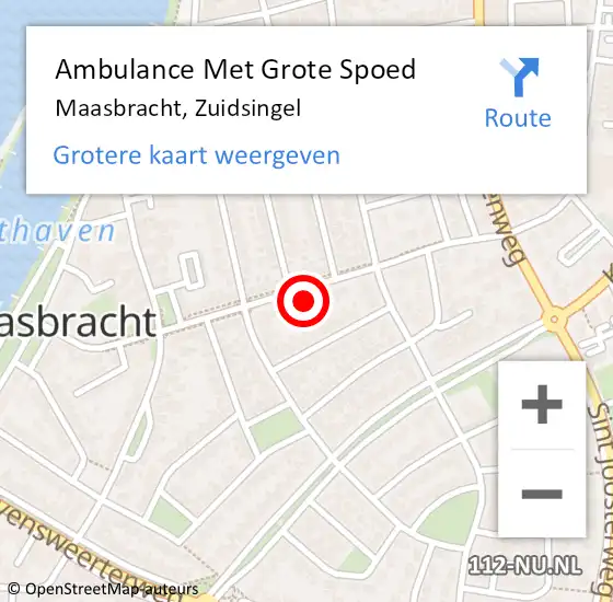 Locatie op kaart van de 112 melding: Ambulance Met Grote Spoed Naar Maasbracht, Zuidsingel op 28 oktober 2022 14:20