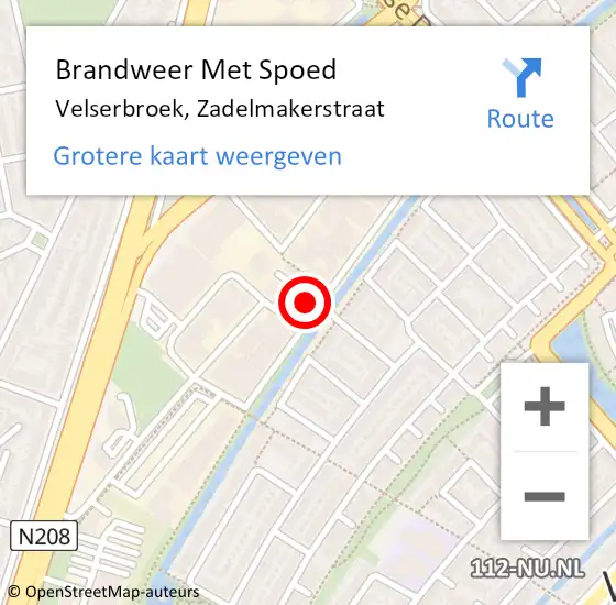 Locatie op kaart van de 112 melding: Brandweer Met Spoed Naar Velserbroek, Zadelmakerstraat op 28 oktober 2022 14:39