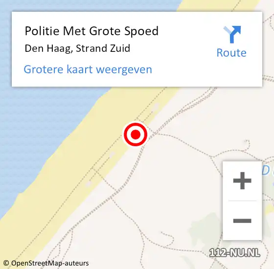 Locatie op kaart van de 112 melding: Politie Met Grote Spoed Naar Den Haag, Strand Zuid op 28 oktober 2022 14:55