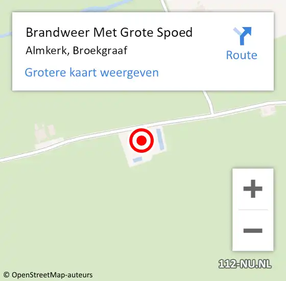 Locatie op kaart van de 112 melding: Brandweer Met Grote Spoed Naar Almkerk, Broekgraaf op 28 oktober 2022 14:59