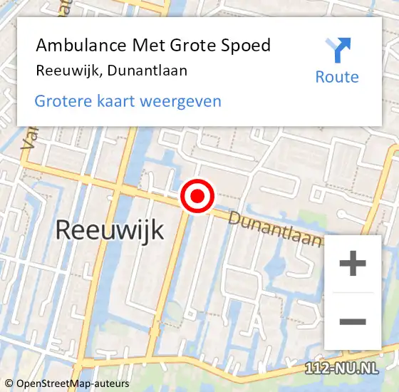 Locatie op kaart van de 112 melding: Ambulance Met Grote Spoed Naar Reeuwijk, Dunantlaan op 28 oktober 2022 15:02