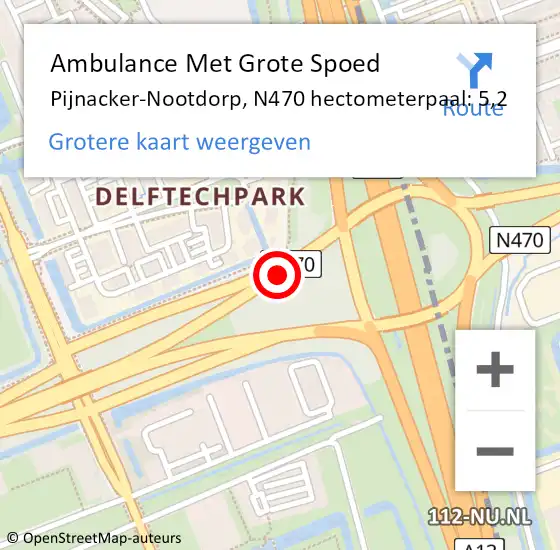 Locatie op kaart van de 112 melding: Ambulance Met Grote Spoed Naar Pijnacker-Nootdorp, N470 hectometerpaal: 5,2 op 28 oktober 2022 15:07
