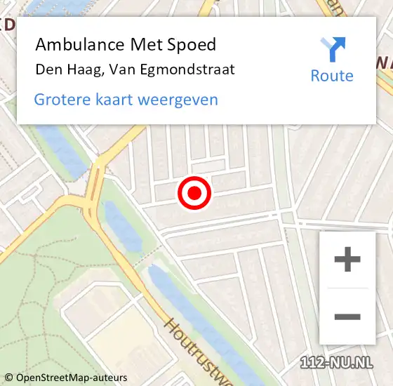 Locatie op kaart van de 112 melding: Ambulance Met Spoed Naar Den Haag, Van Egmondstraat op 28 oktober 2022 15:09