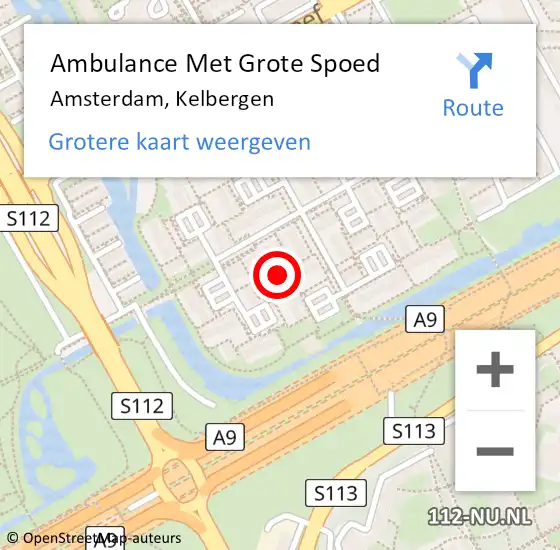Locatie op kaart van de 112 melding: Ambulance Met Grote Spoed Naar Amsterdam-Zuidoost, Kelbergen op 28 oktober 2022 15:31