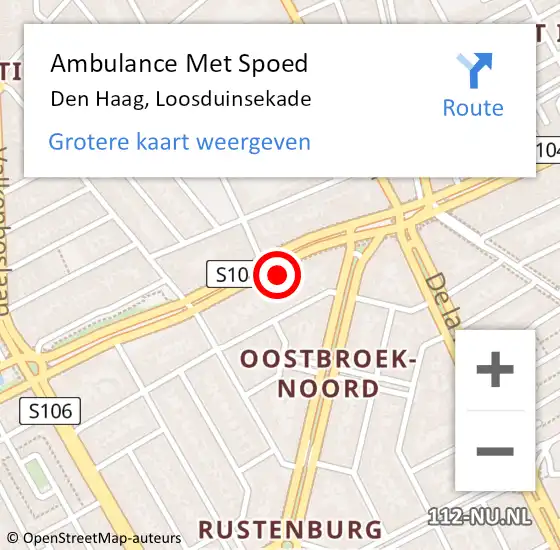 Locatie op kaart van de 112 melding: Ambulance Met Spoed Naar Den Haag, Loosduinsekade op 28 oktober 2022 15:34