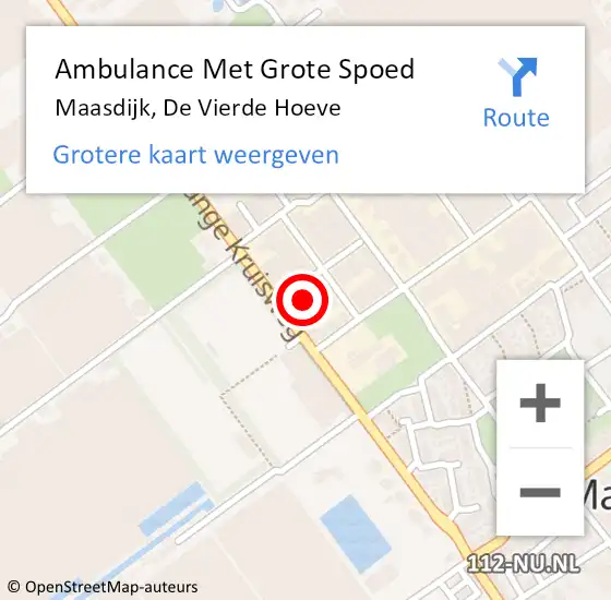 Locatie op kaart van de 112 melding: Ambulance Met Grote Spoed Naar Maasdijk, De Vierde Hoeve op 28 oktober 2022 15:48