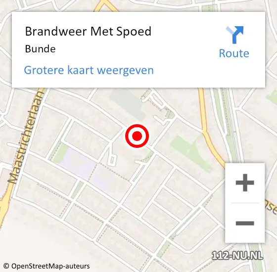 Locatie op kaart van de 112 melding: Brandweer Met Spoed Naar Bunde op 28 oktober 2022 16:02