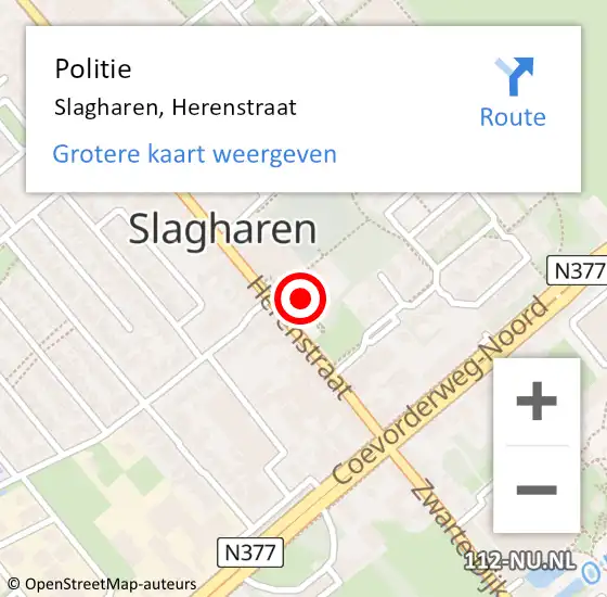 Locatie op kaart van de 112 melding: Politie Slagharen, Herenstraat op 28 oktober 2022 16:25