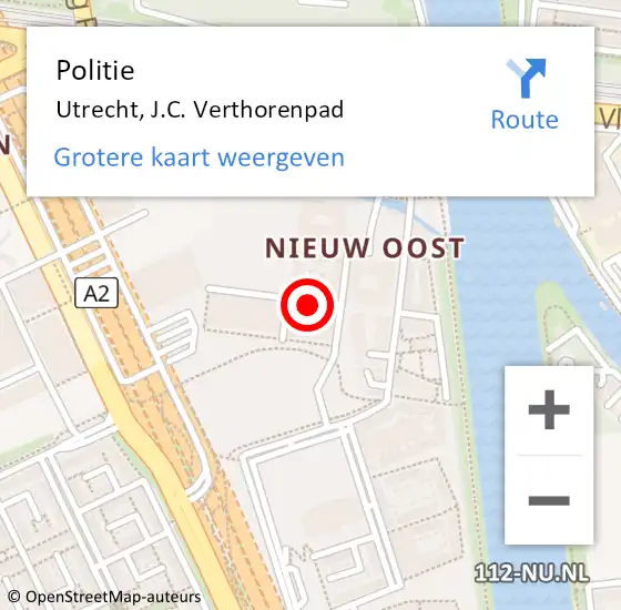 Locatie op kaart van de 112 melding: Politie Utrecht, J.C. Verthorenpad op 28 oktober 2022 16:42