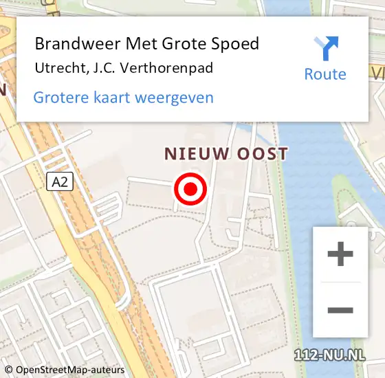 Locatie op kaart van de 112 melding: Brandweer Met Grote Spoed Naar Utrecht, J.C. Verthorenpad op 28 oktober 2022 16:42