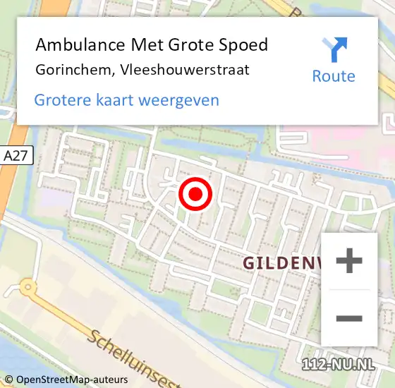 Locatie op kaart van de 112 melding: Ambulance Met Grote Spoed Naar Gorinchem, Vleeshouwerstraat op 28 oktober 2022 16:58