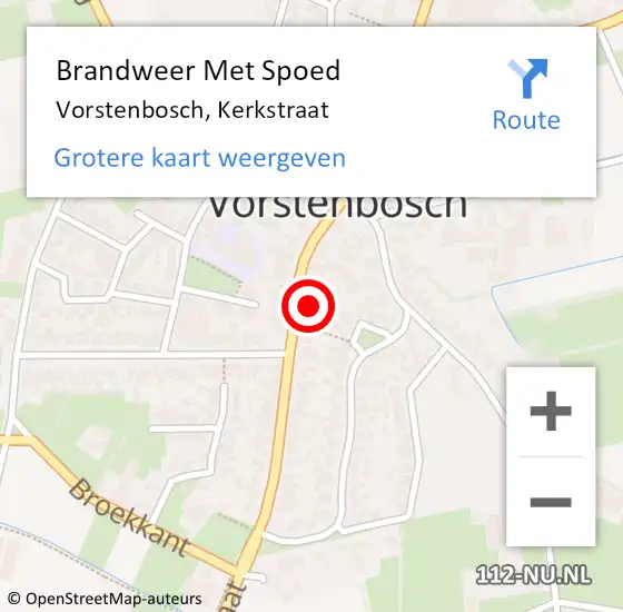 Locatie op kaart van de 112 melding: Brandweer Met Spoed Naar Vorstenbosch, Kerkstraat op 28 oktober 2022 17:01