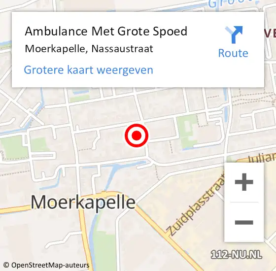 Locatie op kaart van de 112 melding: Ambulance Met Grote Spoed Naar Moerkapelle, Nassaustraat op 28 oktober 2022 17:14