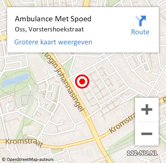 Locatie op kaart van de 112 melding: Ambulance Met Spoed Naar Oss, Vorstershoekstraat op 3 augustus 2014 04:08