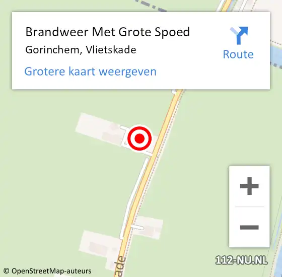 Locatie op kaart van de 112 melding: Brandweer Met Grote Spoed Naar Gorinchem, Vlietskade op 28 oktober 2022 17:19