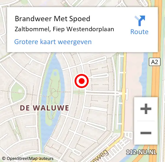 Locatie op kaart van de 112 melding: Brandweer Met Spoed Naar Zaltbommel, Fiep Westendorplaan op 28 oktober 2022 17:37