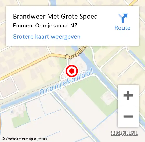 Locatie op kaart van de 112 melding: Brandweer Met Grote Spoed Naar Emmen, Oranjekanaal NZ op 28 oktober 2022 18:18