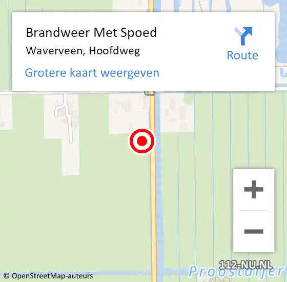 Locatie op kaart van de 112 melding: Brandweer Met Spoed Naar Waverveen, Hoofdweg op 28 oktober 2022 19:04