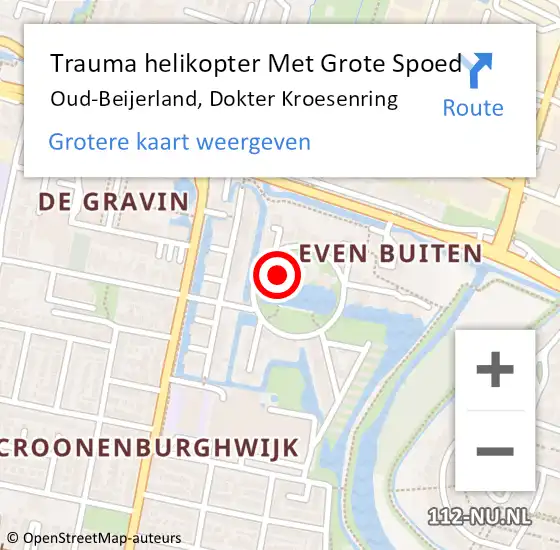 Locatie op kaart van de 112 melding: Trauma helikopter Met Grote Spoed Naar Oud-Beijerland, Dokter Kroesenring op 28 oktober 2022 19:13