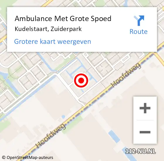 Locatie op kaart van de 112 melding: Ambulance Met Grote Spoed Naar Kudelstaart, Zuiderpark op 28 oktober 2022 19:24