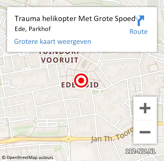 Locatie op kaart van de 112 melding: Trauma helikopter Met Grote Spoed Naar Ede, Parkhof op 28 oktober 2022 19:30