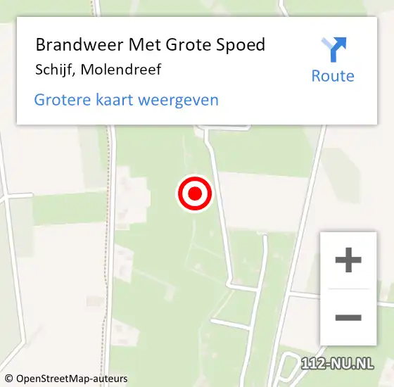 Locatie op kaart van de 112 melding: Brandweer Met Grote Spoed Naar Schijf, Molendreef op 28 oktober 2022 19:45