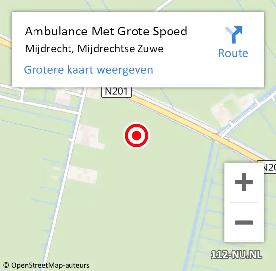 Locatie op kaart van de 112 melding: Ambulance Met Grote Spoed Naar Mijdrecht, Mijdrechtse Zuwe op 28 oktober 2022 20:10