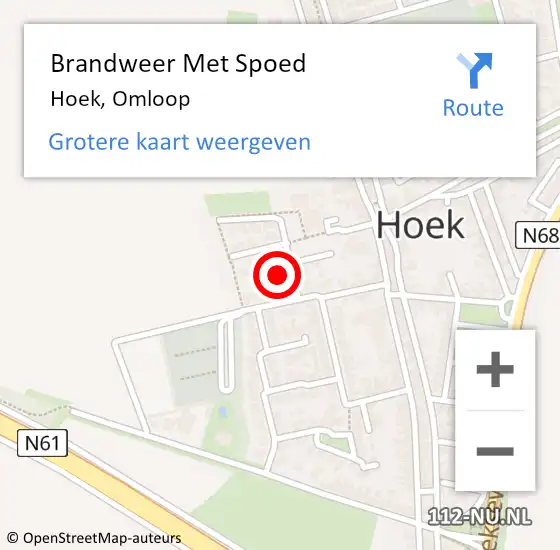 Locatie op kaart van de 112 melding: Brandweer Met Spoed Naar Hoek, Omloop op 28 oktober 2022 20:11